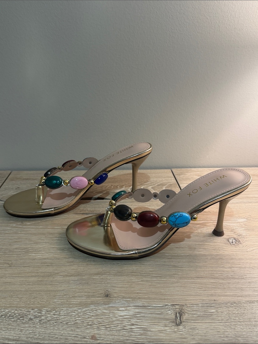 Nina Beaded Mules Metallic Gold